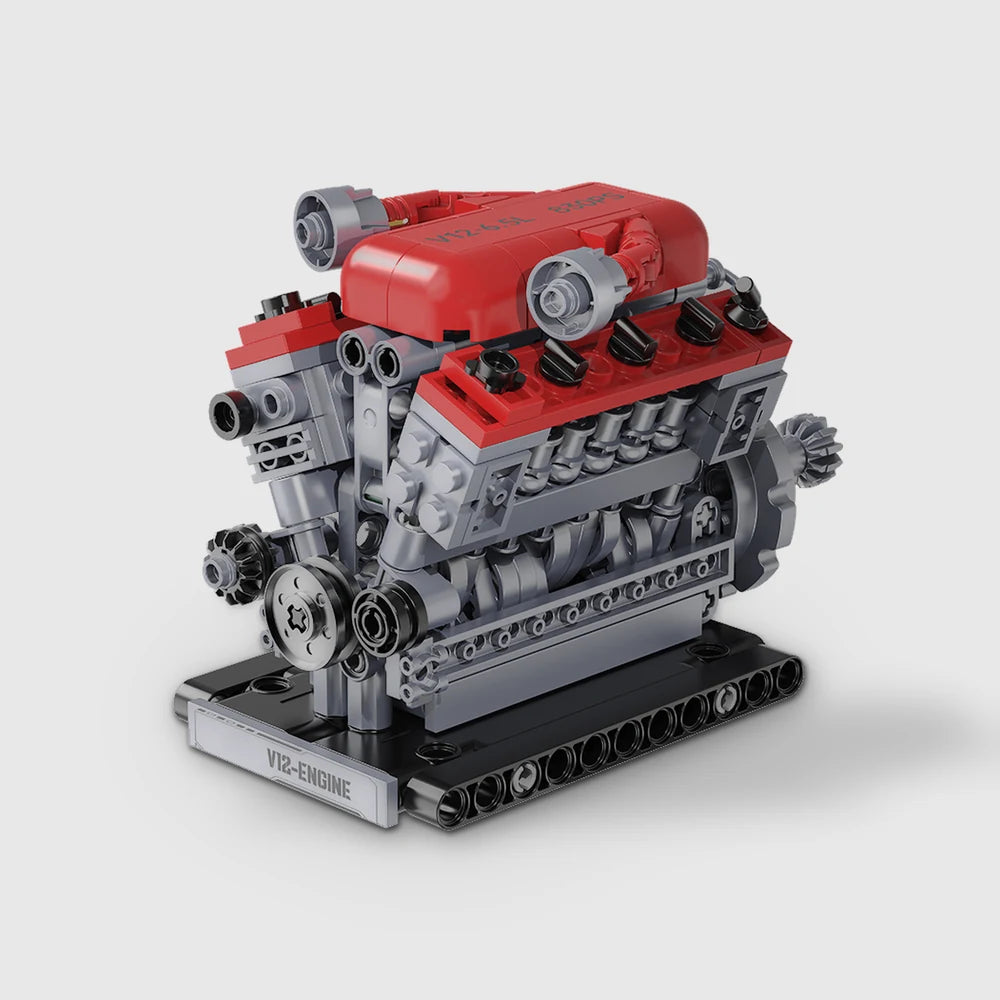 V12 Engine building brick model - front three-quarter view