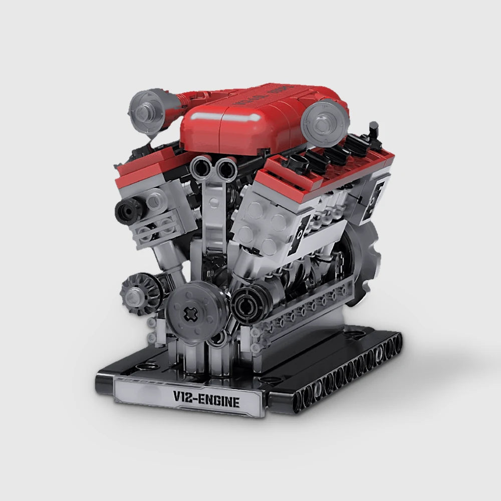 V12 Engine building brick model - front view