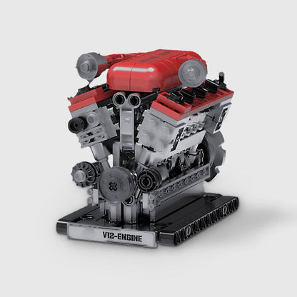 V12 Engine building brick model - front view