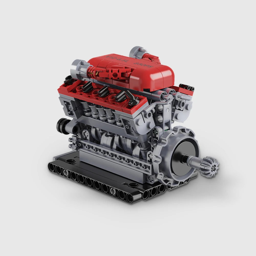 V12 Engine building brick model - rear three-quarter view