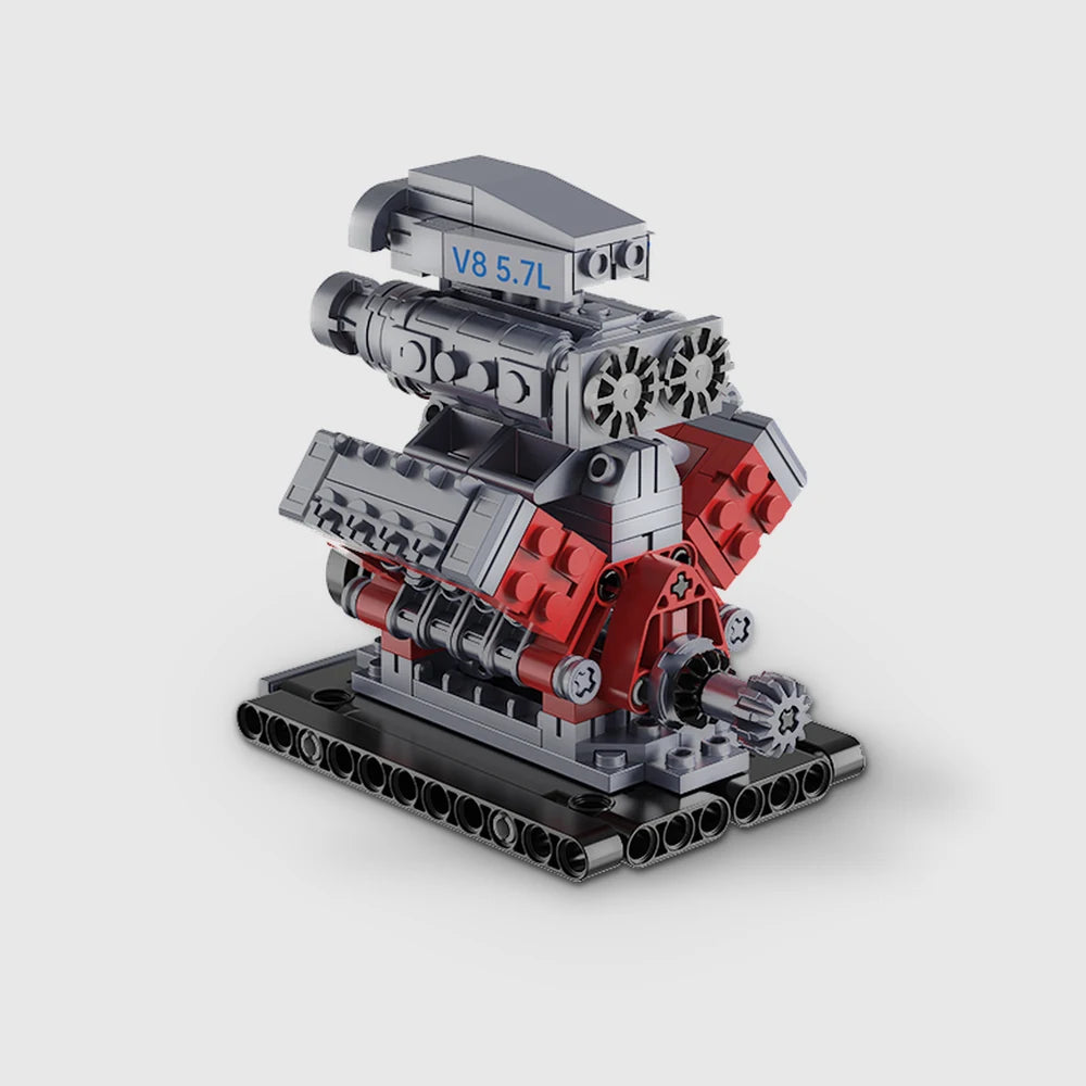 V8 Engine building brick model - rear three-quarter view