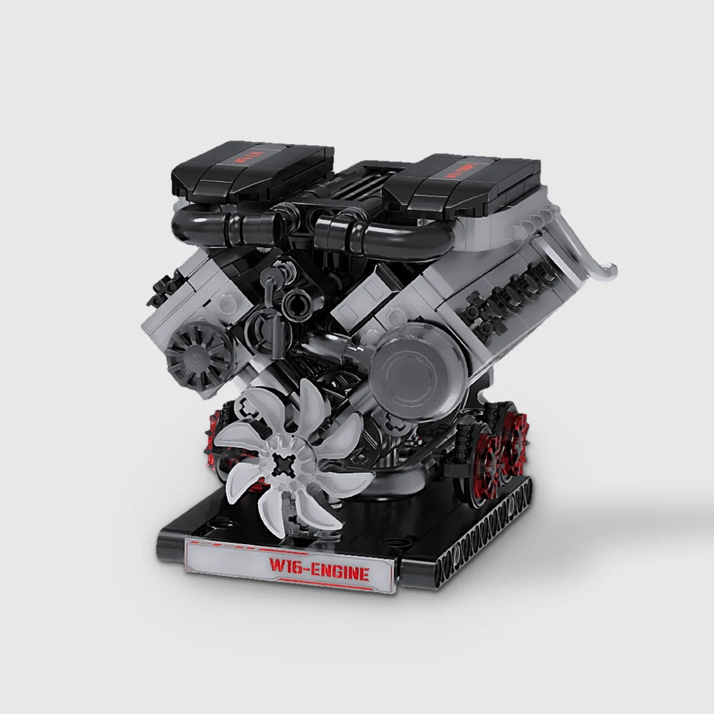 W16 Engine building brick model - front view
