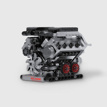 W16 Engine building brick model - side view